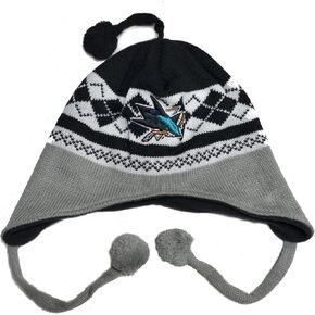 47 San Jose Sharks Gray Abomination Tundra Knit Cap - NHL Peruvian One-Size Cuffless Beanie Hat