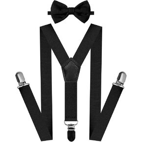A&J DESIGN Kids Suspenders and Bow Tie Set Boys and Girls Adjustable Suspenders Bow Tie Formal Occasions 5 Months - 5 Feet