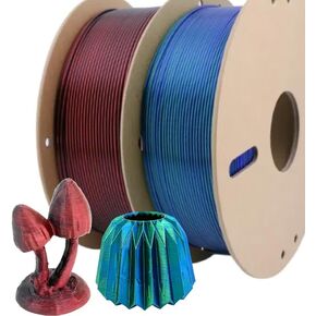 2KG Silk PLA 3D Printer Filament Bundle Dual Color Pla Filament 1.75mm Multicolor Filament for FDM 3D Printer,1KG X 2 Spools (2 * 1kg(DarkBlue&Green+Black&Red))