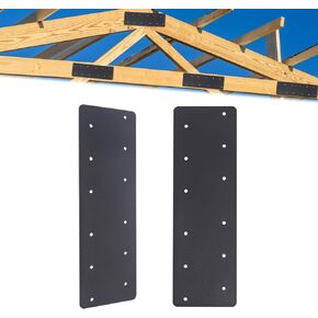 2 Pcs Straight Steel Plate, I Shape Flat Bracket (actual size 15.7 “L x 4.8 "W), Heavy Duty Black Flat Straight Mending Bracket Plate For 6"x6" Repairing House Beams, Furniture, Gazebos, Truss Frames