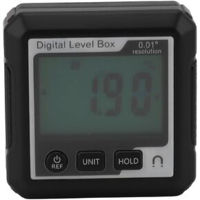 Digital Level Box with Magnetic Attachment Function, Data Lock, and Angle Slope Conversion Protractor Angle Finder Gauge for Carpentry Building Masonry Bevel (Black White)