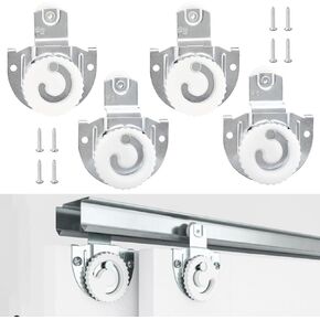 4PCS Sliding Door Hardware, Sliding Closet Door Rollers Replacement Kit with Screws, Allow Wardrobe Cabinet to Slide Smoothly & Quietly (#1, #2)