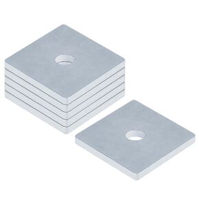 6 Pcs Square Plate Washers, 5/8" (ID) x 3" x 3", Flat Washer Fastener, 1/4" (6mm) Thick