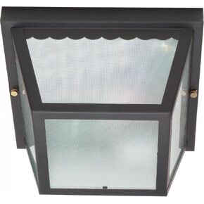 Nuvo 60/473 Metal Frame Carport Flush Mount with Textured Frosted Glass, Black