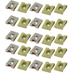 uxcell 25pcs Spring Steel Speed Fastener U Nut Brass Tone for M3 / ST3.0 Screw Bolt