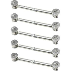 5 Sets Furniture Cam Fitting 84mm Hardware Double Ended Connecting Rod Silver Alloy Panel Joining Fitting Suitable for Panel Furniture and Cabinet Panel Joining
