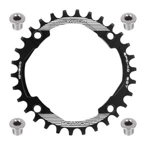 30T Chainring 104 BCD FOMTOR Narrow Wide Chainring with Four Chainring Bolts for Road Bike, Mountain Bike, BMX MTB Fixie Bicycle (Black)