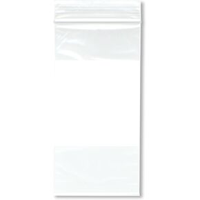 Plymor 3" x 6" (Pack of 200), 2 Mil White-Block Zipper Reclosable Plastic Bags