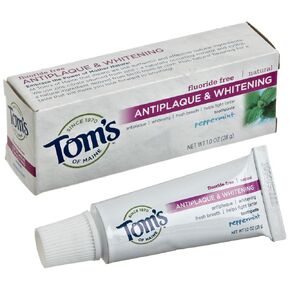 Tom's of Maine, Fluoride Free Antiplaque & Whitening Toothpaste - Peppermint, 1 Ounce