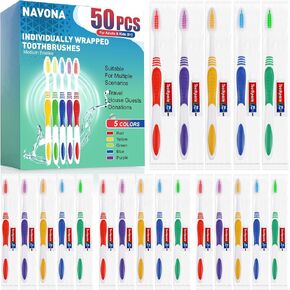 50 PCS Individually Wrapped Toothbrushes with Toothpaste Bulk, Disposable Toothbrushes Bulk, Bulk Toothpaste, Travel Toothpaste Bulk, Ergonomics Handle, Soft Bristle, Perfect for Travel,Hotel,Donation