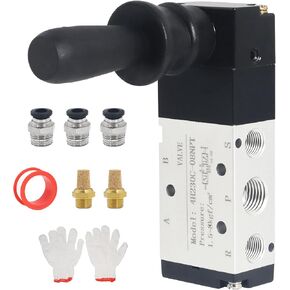 Air Hand Lever Operated Valve 1/4 Inch NPT 5 Way 2 Position Pneumatic Solenoid Valve 4H230C-08 Manual Control Push-Pull Air Valve