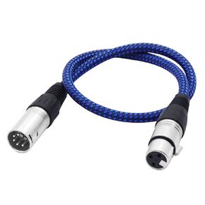 Short XLR Metal Microphone Cable XLR 5 Pin Male to 3 Pin Female Heavy Duty Balanced Nylon Braided Cord Compatible Speakers,Microphones, Stage Lighting and More(0.5M)