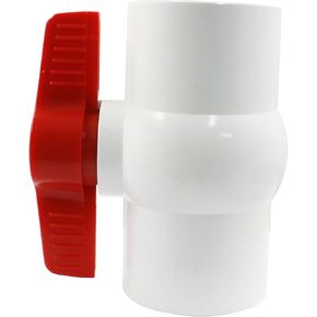 1 Pcs 2" PVC Ball Valve Water Pipe Shut-off Valve Socket with Red T-Handle for Cold Water Supply Lines - Durable and Efficient