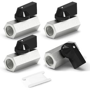 4PCS Heavy Duty Nickel-Plated Brass Mini Ball Valve, 1/4" NPT Female x Female Shut Off Switch, for Air Compressor Thread Pipe Fitting