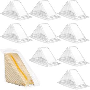 Cabilock 50pcs Sandwich Packing Boxes Food Containers Clear Sandwich Case Sandwich Triangle Boxes Take Out Containers for Sandwich Cake Dessert,Hamburger