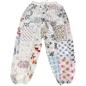 Trend Rajasthani Patchwork Harem Pants, Bohemian Yoga Boho Hippie Pants, Patch Work Elastic High Waist Trouser for Unisex