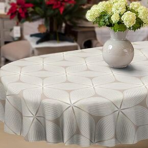 Geometrical Oval Tablecloth Farmhouse 60"x120" Waterproof Table Cloth Washable Fabric Table Cover for Indoor/Outdoor Home Kitchen Dinner Decor