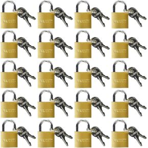 20 Pcs 25mm Solid Brass Mini Padlock Set Pad Locks w/ 2 Keys for Locker Luggage