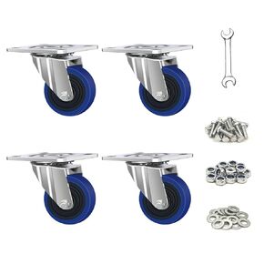 3 Inch Caster Wheels, Casters Set of 4 Heavy Duty but Silent, 4-Pack Plate Industrial Castor Wheels, Swivel Wheels for Furniture, Workbench and Cart Wheels (3 Inch, 4 x Swivel)