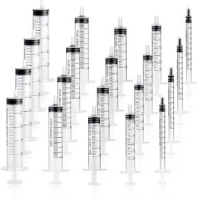 cobee 20 Pack Plastic Syringe Set, Feeding Syringes for Liquid, No Needle Measuring Syringe Tools for Scientific Lab Dispensing Pet Feed Oil Applicator(1ml, 3ml, 5ml, 10ml, 20ml, Per Capacity 4 Pack)