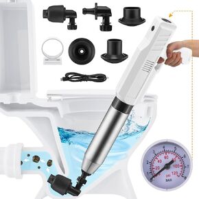 Electric Toilet Plunger Toilet Snake Drain Clog Remover High Pressure Air Drain Blaster Toilet Plunger Heavy Duty Air Plunger for Toilet, Bathroom, Floor Drain, Kitchen Clogged Pipe