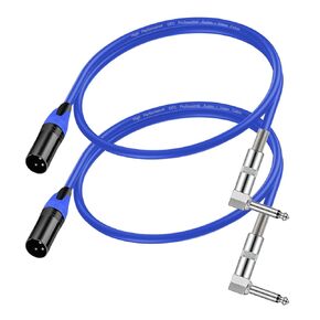 Right Angle 1/4 TS to XLR 3Pin Male Microphone Audio Cable,6.35mm TS Mono Right Angle to XLR Male 3pin Cable for Micphone Mixer、 Instruments （2PACK / 1.5 FT）