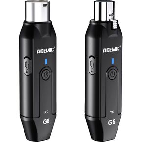 2.4G Wireless Microphone Audio Transmitter and Receiver System Plug-on XLR Mic Adapter 6 Channels for Dynamic Mic, Audio Mixer, PA System, G6