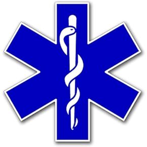 Large Blue EMT Medical Cross Shaped Sticker (Ambulance Star Life Window Vinyl Logo Decal for car Truck or Van)