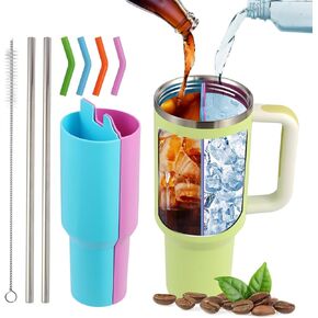 9 Pcs Cup Divider for Stanley, Reusable Stanley Cup Splitter，2 in 1 Drink Separator Silicone Liner Suitable for Stanley Cup 40 oz, Perfect for Office, Party, Cinema and Outdoor Picnic(Blue+Purple)