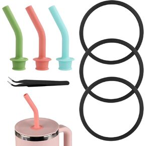 3pcs Gasket with Straws & Tweezers for Hydroflask, Water Bottle Seal Ring Replacement Gasket Replacement Parts Accessories for Hydro Flask Travel Tumbler Lid 32/40OZ