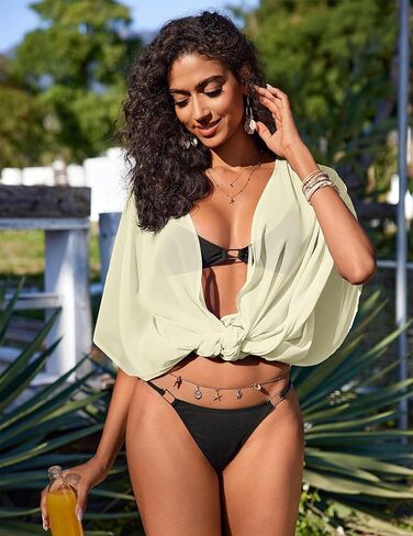 AI'MAGE Bathing Suit Cover Up for Women Chiffon Beach Coverup Sheer Summer Kimono Cardigan for Swimsuit S-XXL in Kuwait