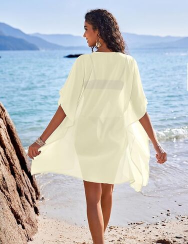 AI'MAGE Bathing Suit Cover Up for Women Chiffon Beach Coverup Sheer Summer Kimono Cardigan for Swimsuit S-XXL in Kuwait