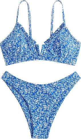ZAFUL Women's Underwire Bikini Floral High Cut Bikini Set V-Wired Two Piece Swimsuit Bathing Suit in Saudi Arabia