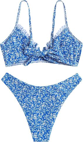 ZAFUL Women's Underwire Bikini Floral High Cut Bikini Set V-Wired Two Piece Swimsuit Bathing Suit in Saudi Arabia