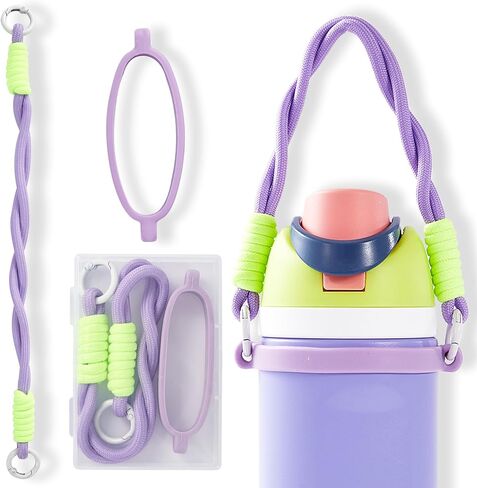Bigwaves Bottle Silicone Handle Strap,Compatible Owala Freesip Water Bottle - Fits 16oz to 40oz, Water Bottle Carrier Grip Accessories for Running Bike, Gym Or Jogging (with Handle, Purple) in Saudi Arabia