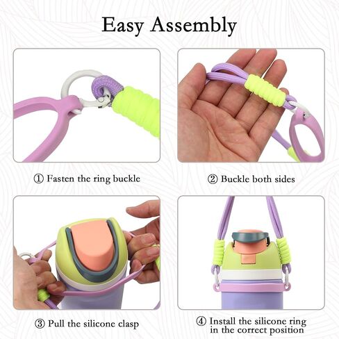 Bigwaves Bottle Silicone Handle Strap,Compatible Owala Freesip Water Bottle - Fits 16oz to 40oz, Water Bottle Carrier Grip Accessories for Running Bike, Gym Or Jogging (with Handle, Purple) in Saudi Arabia