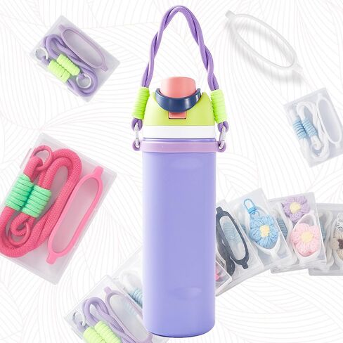 Bigwaves Bottle Silicone Handle Strap,Compatible Owala Freesip Water Bottle - Fits 16oz to 40oz, Water Bottle Carrier Grip Accessories for Running Bike, Gym Or Jogging (with Handle, Purple) in Saudi Arabia