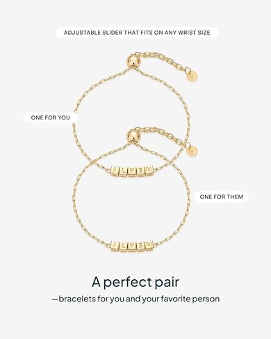 PAVOI 14K Gold Plated Friendship Matching Adjustable Bracelets for Women | Gold Best Friends Bracelet Set | BFF ILYSM Bracelet Pack in Saudi Arabia