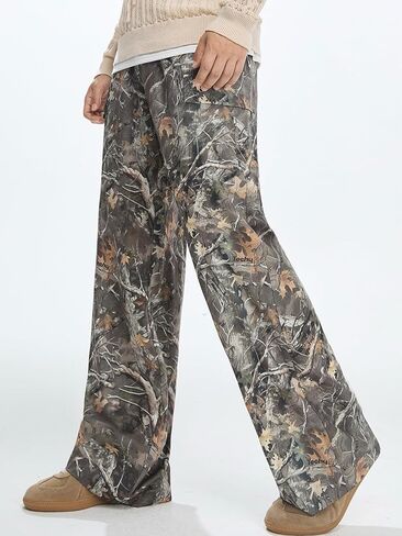 Men's Camo Sweatpants Y2K Letter Graphic Flared Sweatpants Drippy Streetwear Joggers in Kuwait