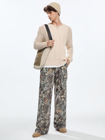 Men's Camo Sweatpants Y2K Letter Graphic Flared Sweatpants Drippy Streetwear Joggers in Kuwait