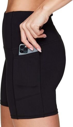 RBX Active Women's 5" Solid Ultra Hold High Waist Squat Proof Yoga Bike Short with Pockets Black 5-Inch S in Saudi Arabia