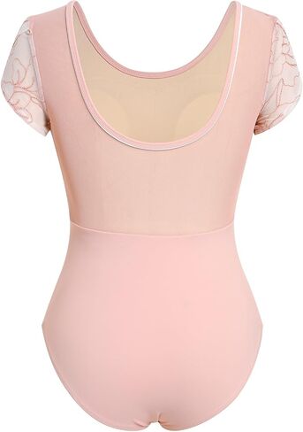 AFAVOM Women Ballet Dance Leotard Classic Gymnastics Competition Leotard Floral Embroidery U Back Basic Dancewear Bodysuit in Kuwait