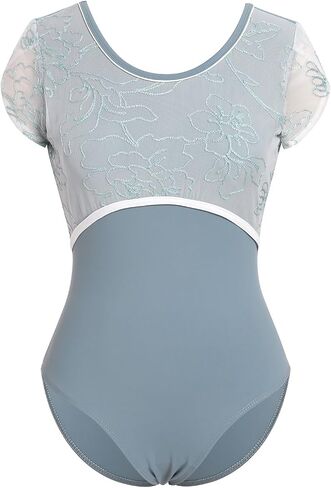AFAVOM Women Ballet Dance Leotard Classic Gymnastics Competition Leotard Floral Embroidery U Back Basic Dancewear Bodysuit in Kuwait