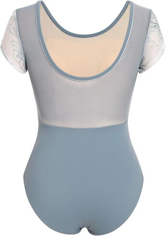 AFAVOM Women Ballet Dance Leotard Classic Gymnastics Competition Leotard Floral Embroidery U Back Basic Dancewear Bodysuit in Kuwait