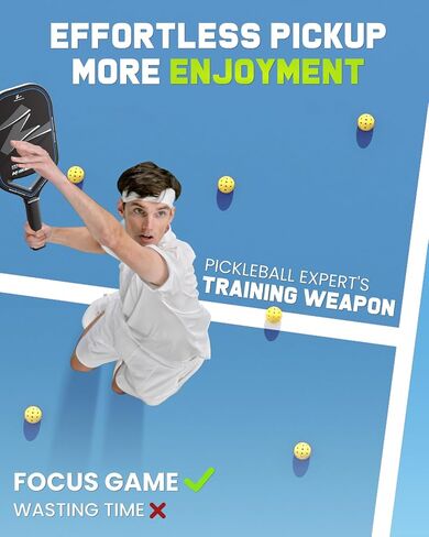 ZUMWORGION® Pickleball Picker Upper Tube: Any Angle Pick Up MAX-12 Pickle Balls - Portable Tennis Collector Retriever: Top-Access-System | Adjustable Strap | Hanging Hooks| 5 Replaceable Pickup Rings in Saudi Arabia