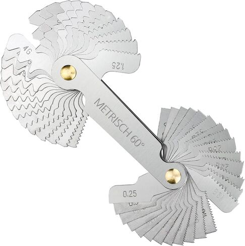 52 قطعة من مقاييس الخيوط من الفولاذ المقاوم للصدأ ويتوورث إمبريال 55 درجة، متري 60 درجة، مقياس خيط 60 درجة أمريكي لأداة قياس البراغي in Kuwait