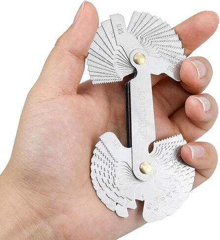 52 قطعة من مقاييس الخيوط من الفولاذ المقاوم للصدأ ويتوورث إمبريال 55 درجة، متري 60 درجة، مقياس خيط 60 درجة أمريكي لأداة قياس البراغي in Kuwait