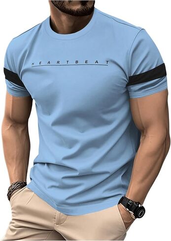Verdusa Men's Round Neck Short Sleeve Letter Print Tee Top Muscle T Shirts in Saudi Arabia