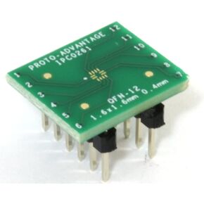 (Qty 2) Proto-Advantage IPC0261 QFN-12 to DIP-12 SMT Adapter (0.4 mm Pitch, 1.6 x 1.6 mm Body)