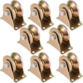 8 PCS 2 Inch V Groove Wheel, Steel Heavy Duty Caster Wheels Sliding Gate Rollers, Rolling Gate, Bearing Pully Industrial Machines Rail, V Shaped Bracket Roller Load Capacity 660 Lbs